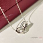 Top Replica Cartier Classic Small double-ring Pendant S925 Half Diamonds